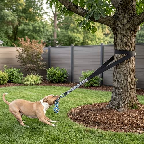 item picture 2pcs dog hanging elastic tug rope toys knot ball chew toys for indoor outdoor play teeth pet supplies