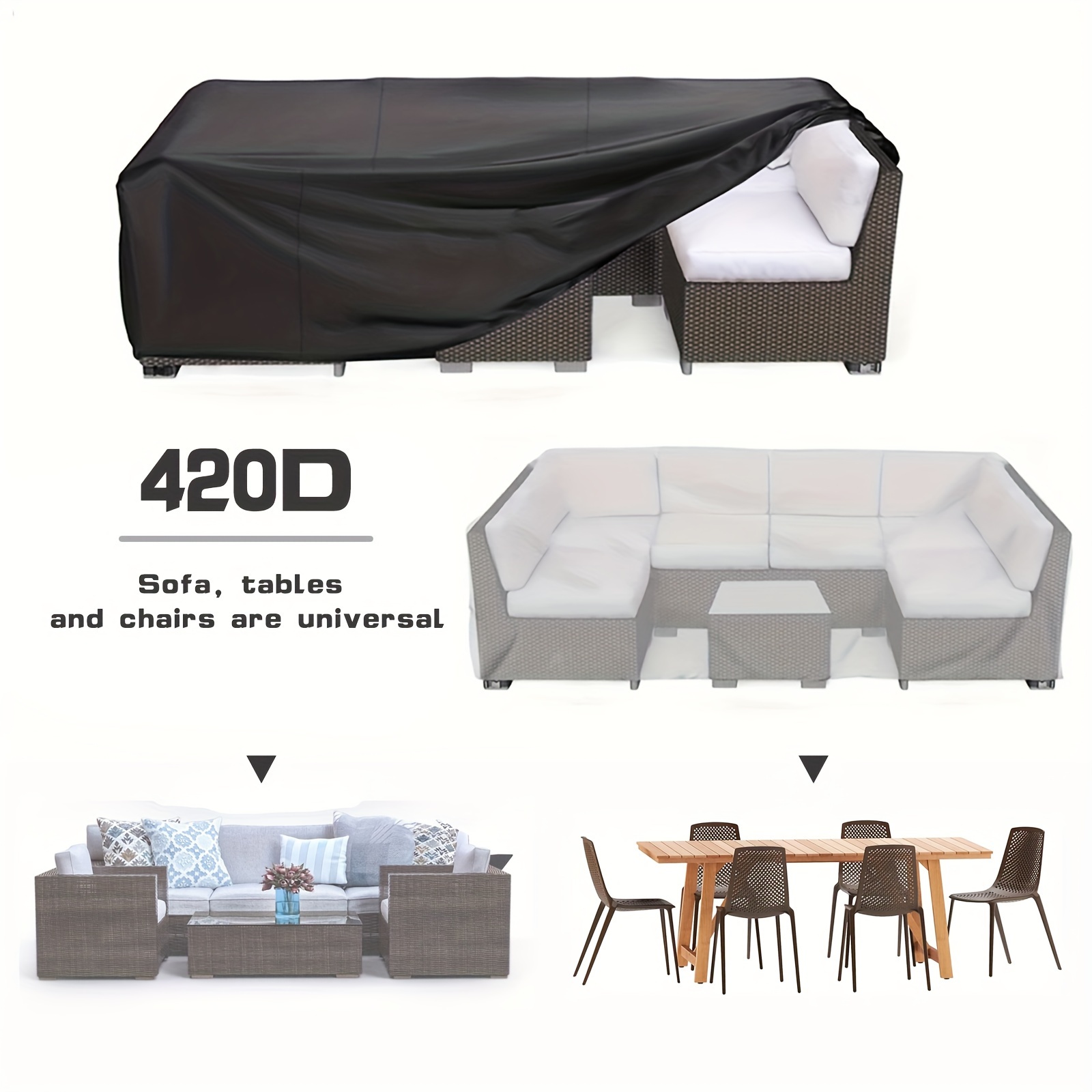 

1 Piece Patio Furniture Covers, Heavy Duty 420d Outdoor Furniture Cover Waterproof, Sectional Sofa Set Covers Table And Chair Set Covers