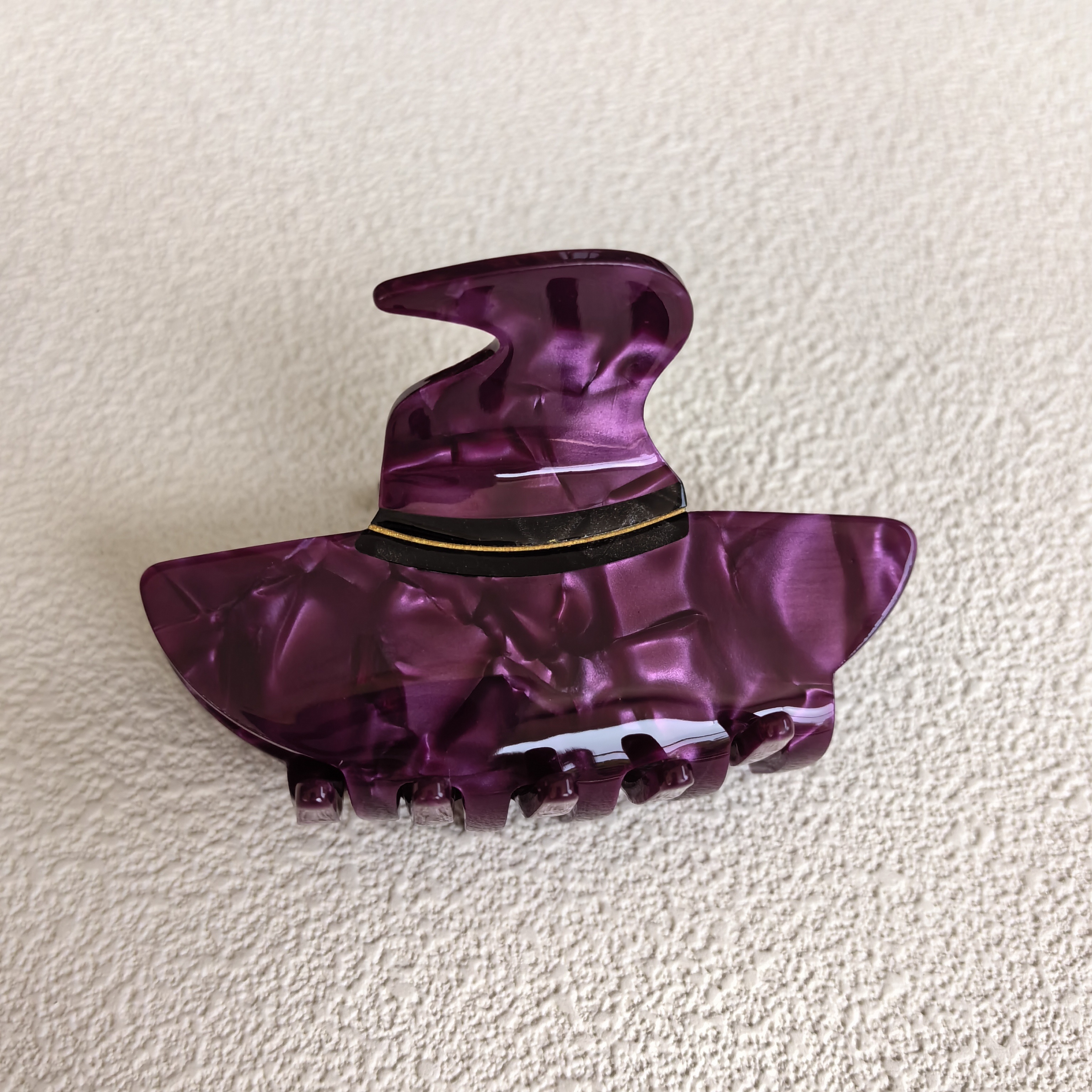 

Elegant Vintage-inspired Purple Witch Hat Hair Claw - Medium Size, Acetate Material For Women & Girls, Perfect For Halloween