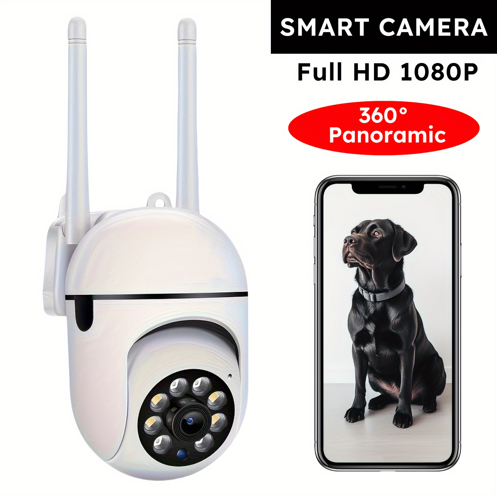 

App Wireless 1080p Hd Indoor/outdoor Wifi Security Camera, Color Night Vision, 2-way Audio, 360° Pan/tilt/, Motion Tracking & Detection For Home Security, Spotlight & Siren