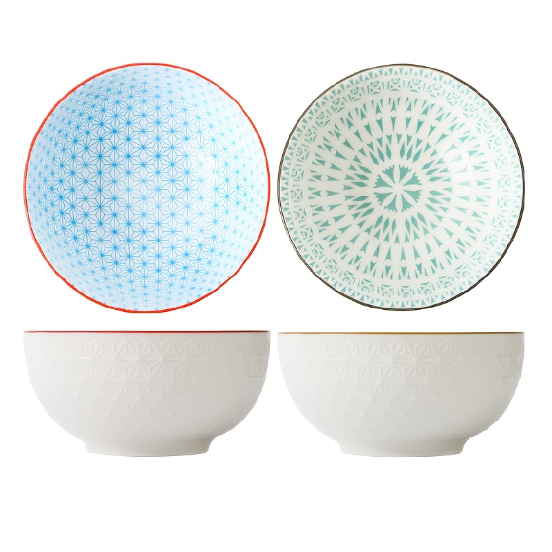 Image of 2pcs 6-inch Ceramic Bowls, 28oz Soup Bowl, Noodle Bowl, Salad Bowl, Kitchen Cereal Bowl, Dessert, Rice, Noodles, For Kitchen, Party, Dishwasher, Microwave, Oven Heating
