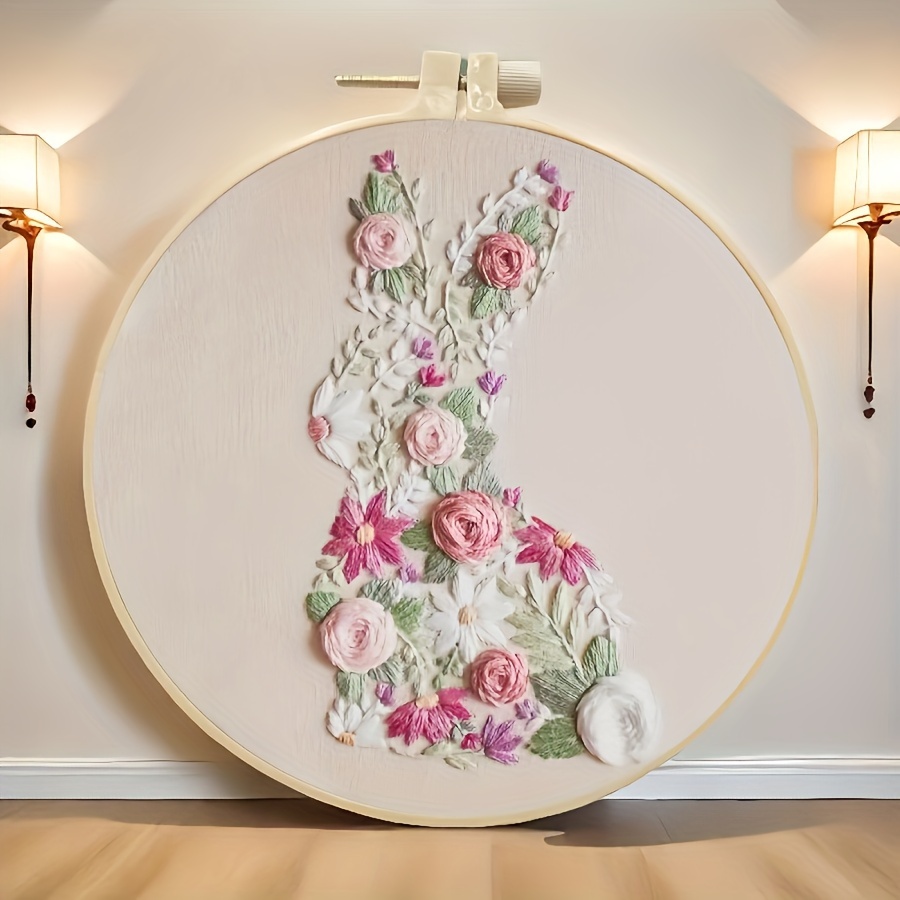 

Diy Embroidery Kit - Mixed Color Rabbit & With Pvc Materials