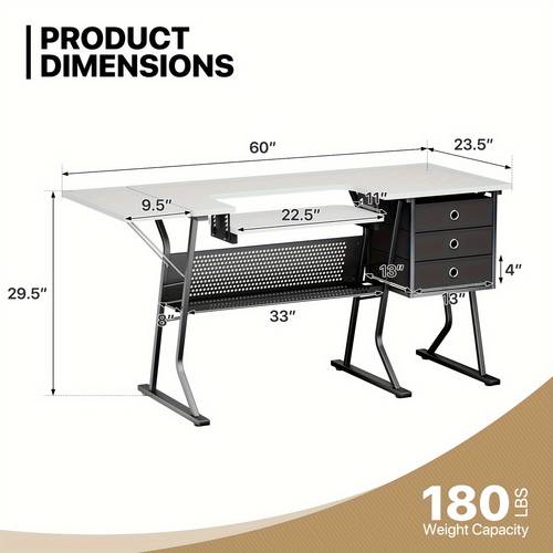 57 sewing craft table lager sewing machine table w adjustable shelf enlarged cutting space sturdy computer desk with storage drawer