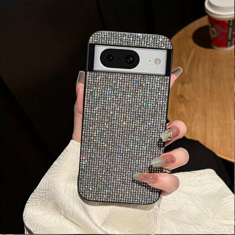 TEMU Luxury Glitter Sequins Phone Case For Google Pixel 9 Pro 9a 9pro Xl Sparkling Grid Pattern Back Cover Soft Case Tpu Protective Case For Google