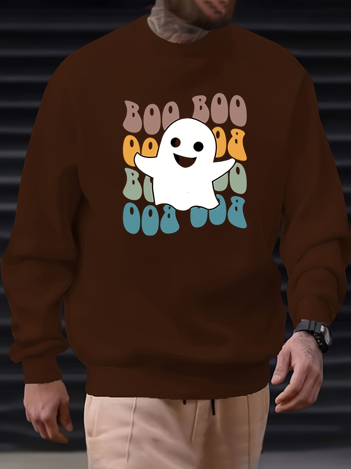 Ghost Graphic Long Sleeve Dropped Shoulder Sweatshirt main image 1