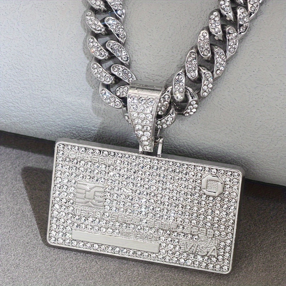 

A Credit Card Pendant With A Cuban Link Chain, A Miami Necklace, Unisex Hip-hop Pendant Necklace Jewelry Gift.