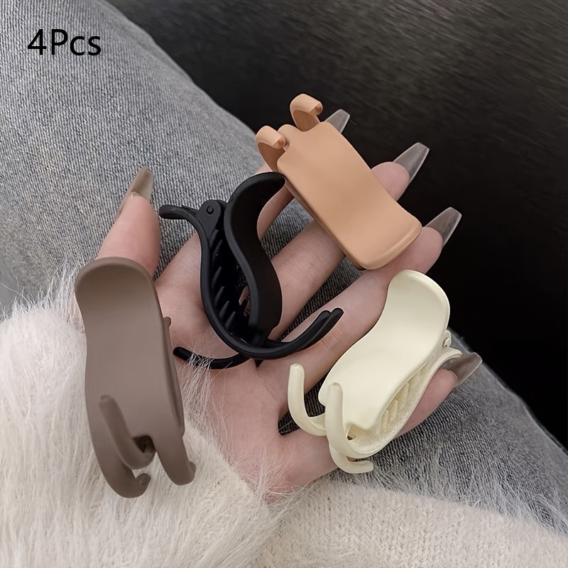 Image of 4pcs Elegant Solid Matte Color Hair Clip Set - Fashion Casual Back Of Head Hairclip, Easy Ponytail Fixed Hairclip, Classic Vintage High Ponytail Headpiece - Perfect For Long Hair Use