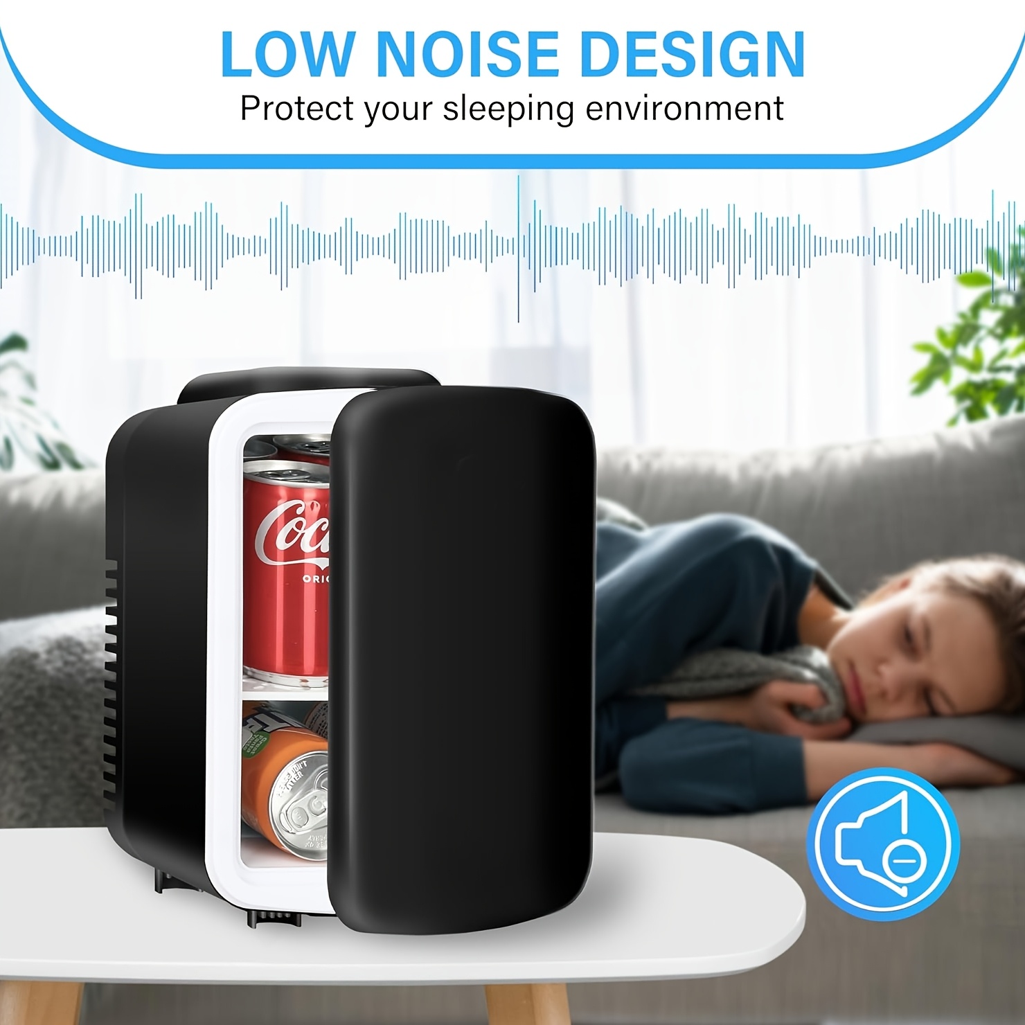 FLUFFY DREAM 1.06gal/6 Can Portable Cooler & Warmer - Freon-Free Compact Fridge with 25dB Quiet Operation, Matte Black Design for Skincare, Cosmetics, Beverages, Food - Ideal for Camping, Office, Travel, Mini Fridge for Bedroom