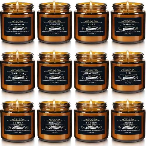 12 scented candles with soy wax added 2 2 oz 62 g each suitable for festivals parties yoga and home scenes