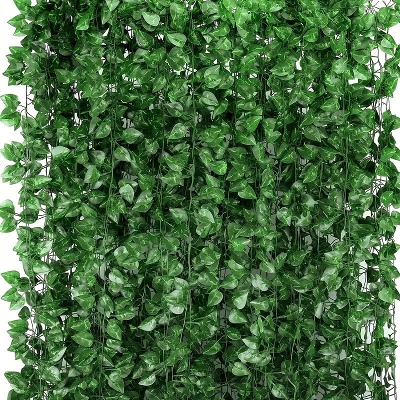 Image of 24pcs Ivy Garland - Green Leaves For Jungle Theme Parties, Bedroom Wall Decor & Outdoor - Perfect For Christmas, 's Day & More, Party Decorations, Teaspring
