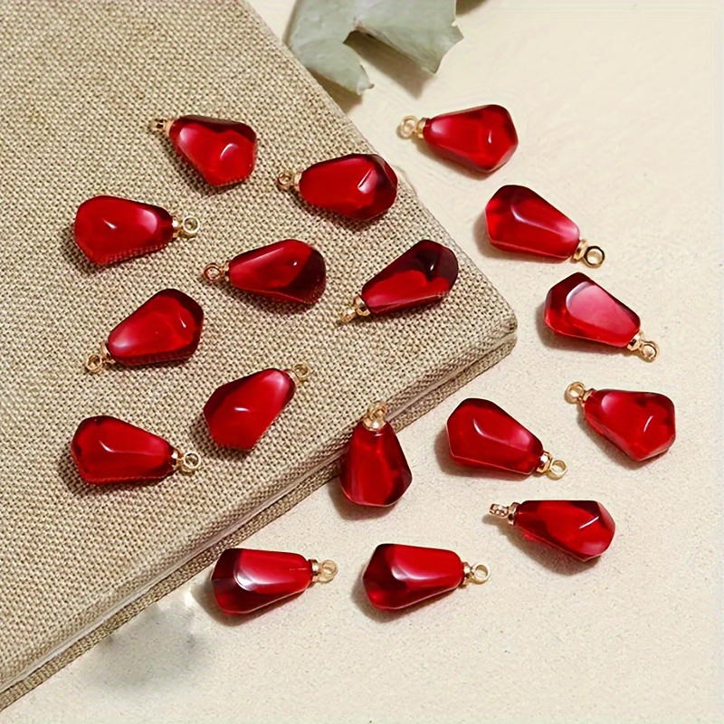 

10pcs Pomegranate Seed Charms For Diy Earrings And Necklace Pendants, Jewelry Making Findings, Valentine's Day Gift Accessories