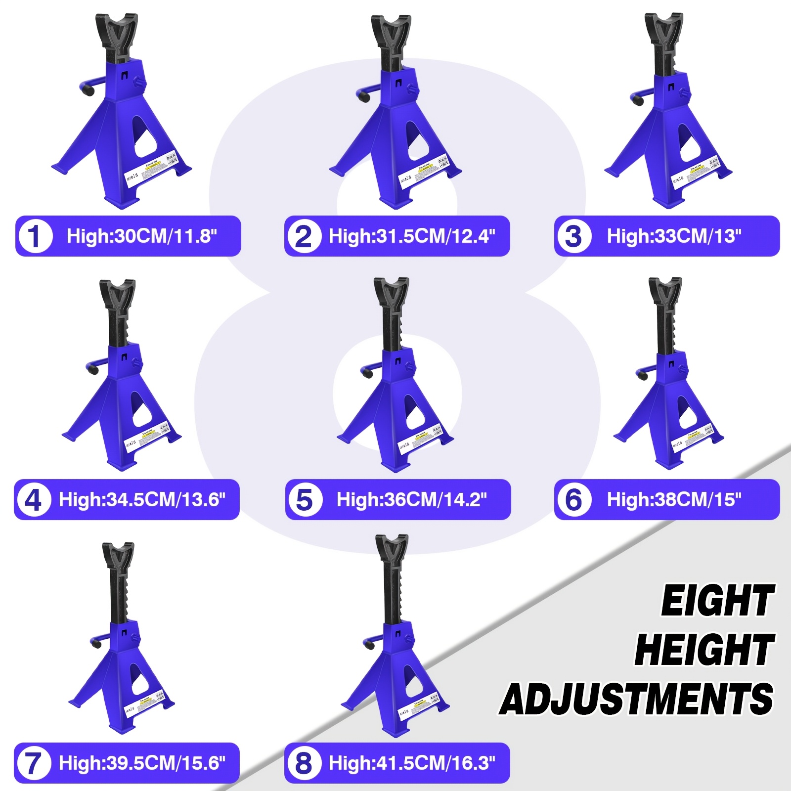 2x 3 Ton Adjustable Axle Jack Holding Stands