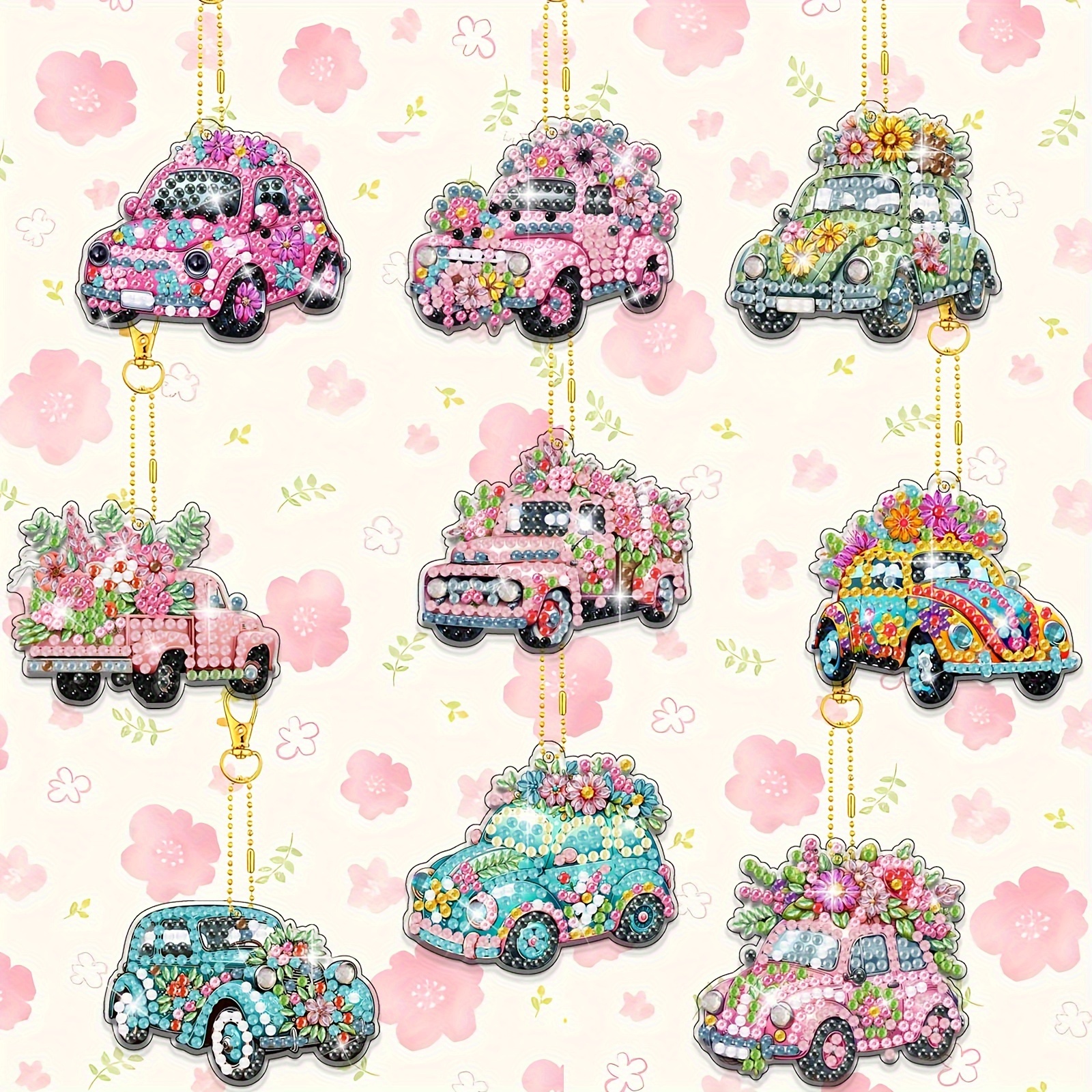 

9pcs Diamond Art Keychain Set - For Backpacks, , & Phone - For Crafters &