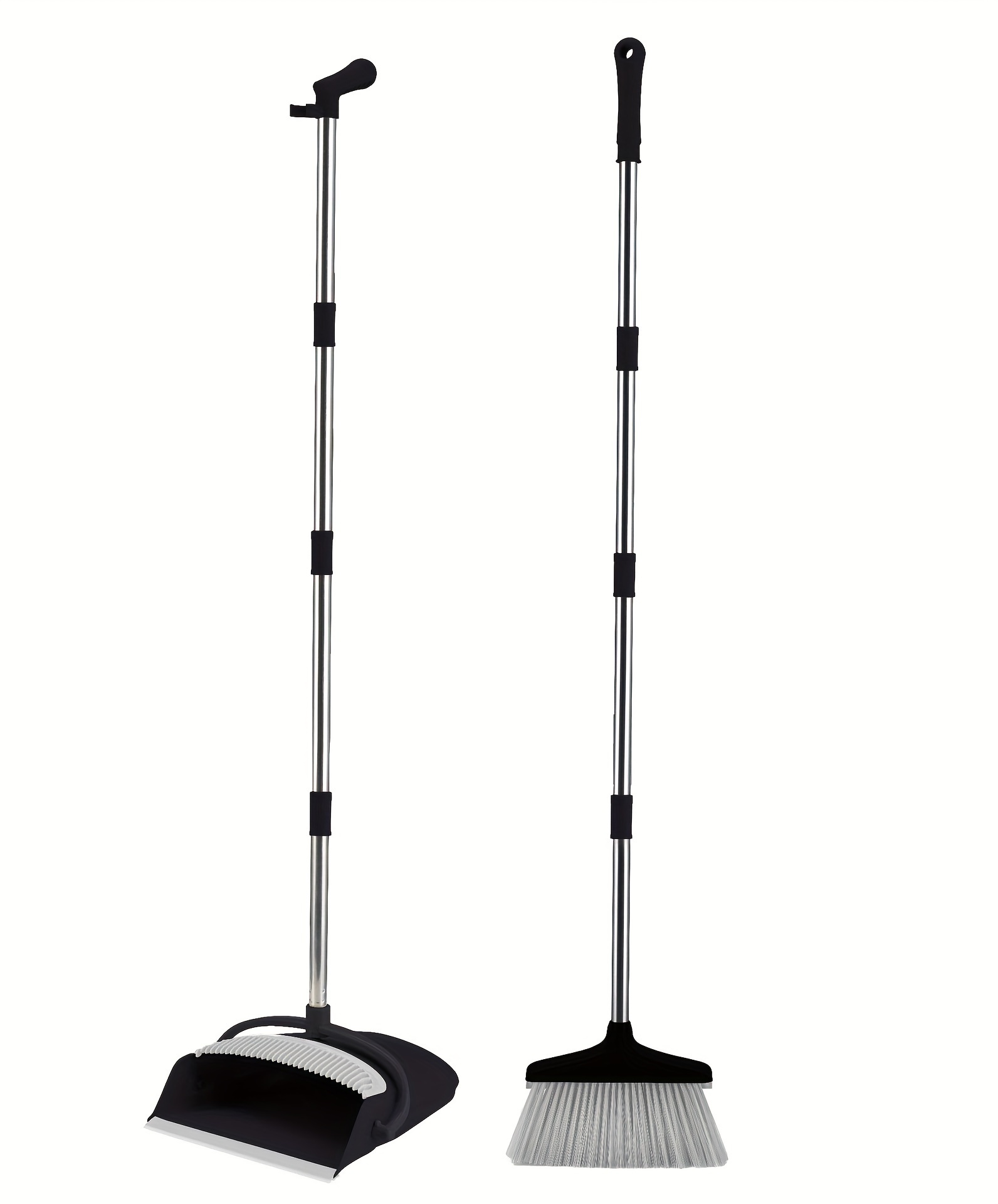 adjustable 4 section metal broom and dustpan set stand up sweeper for home office indoor outdoor use   lightweight easy   for bedroom bathroom and outdoor spaces details 1