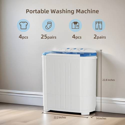 14lbs semi automatic portable washing machine twin tub compact washer spinner combo 9lbs wash 5lbs spin for apartment dorm rv camping