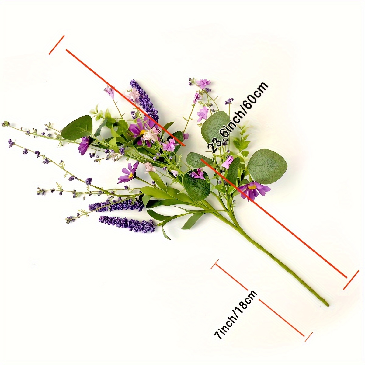 1 Lavender Daisy Bouquet With Eucalyptus Stems, Home Decor For Spring, Summer, Fall