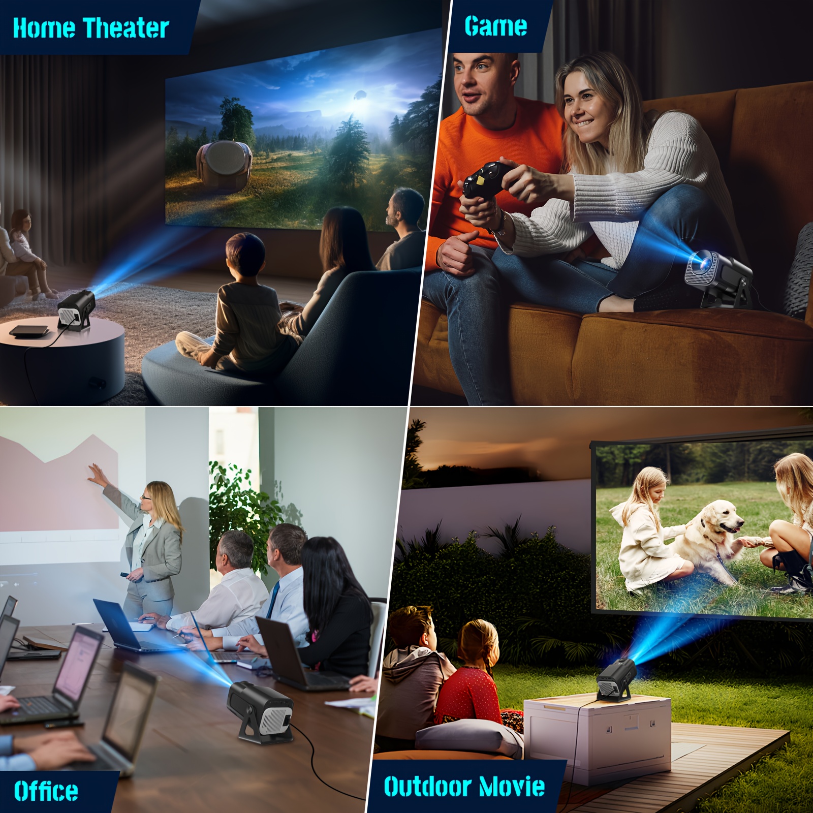 XGODY Support 4K Projector-Android 11, Dual Wi-Fi 6 & 5G, 350ANSI, 720P Native, Auto Focus & Keystone, 180° Rotating Stand, BT/Wi-Fi/Wired Mirroring for Office & Cinema