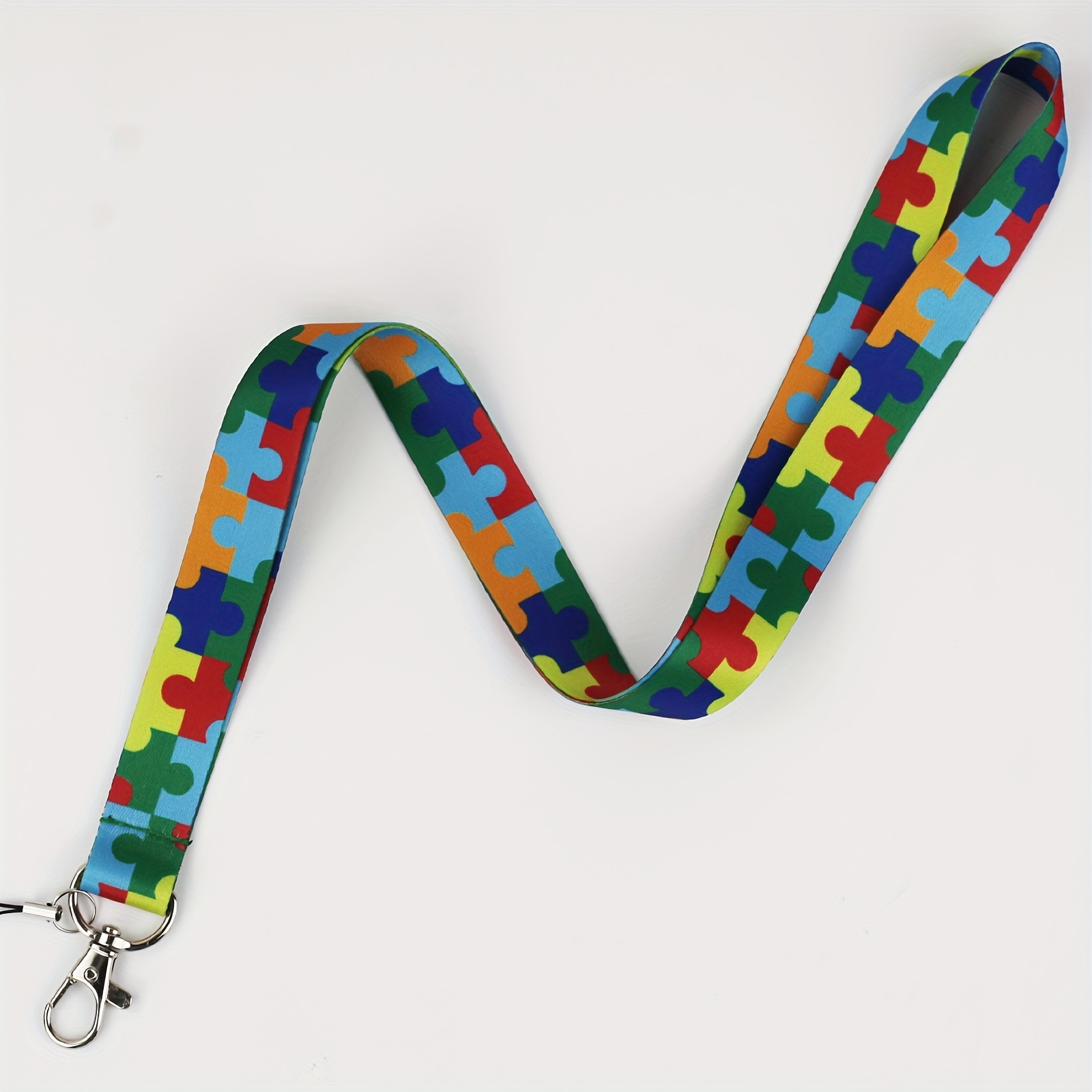 TEMU 2d 1pc Fashion Autism Puzzle Lanyard Card Holder, Autism Awareness Lanyard For Id Holders, Cell Phone Lanyard, Name Tags And Keychains, Suitable