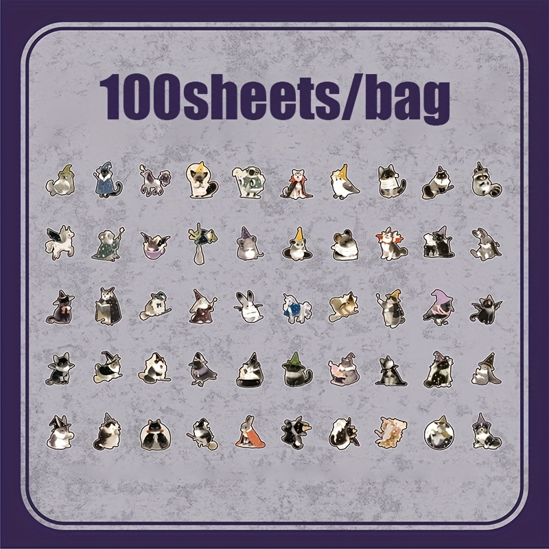 100 Sheets/box Tin Box Sticker Book Cute Little Bear Animal Pattern Stickers Lettering Collage Material Greeting Card Cup Suitcase Storage Box Gift Decorative Stickers
