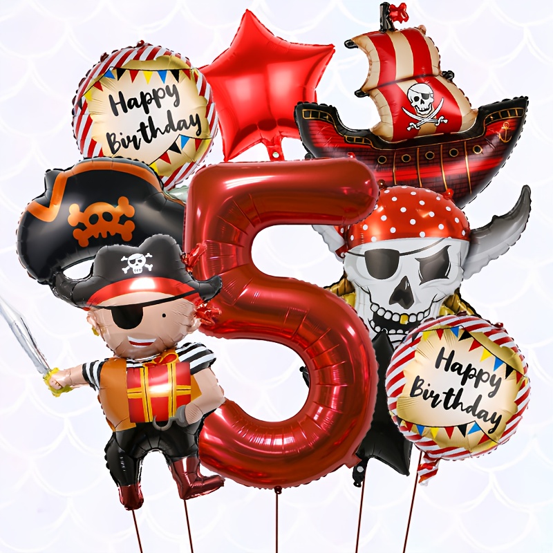 9pcs Pirate Ship Balloon Party Decor Set - Perfect For Themed Birthday Parties, Home Decorations, And Atmosphere Setup, For Halloween, Christmas