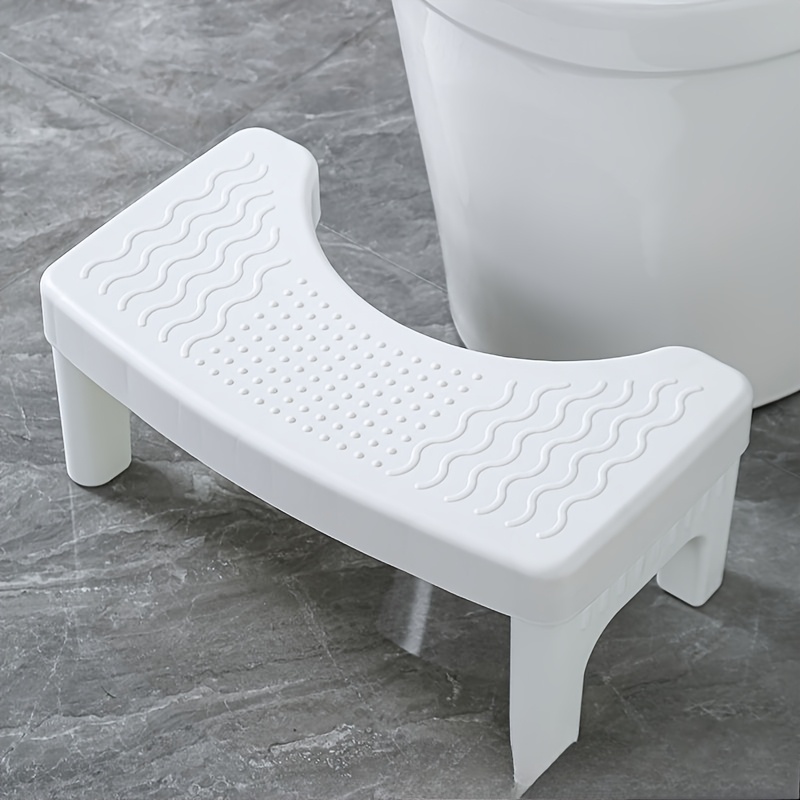 

Ergonomic Non-slip Toilet Stool - White Bathroom Footrest With Textured Surface For Posture & , Ideal For Home Use, Safety Stool For Sitting