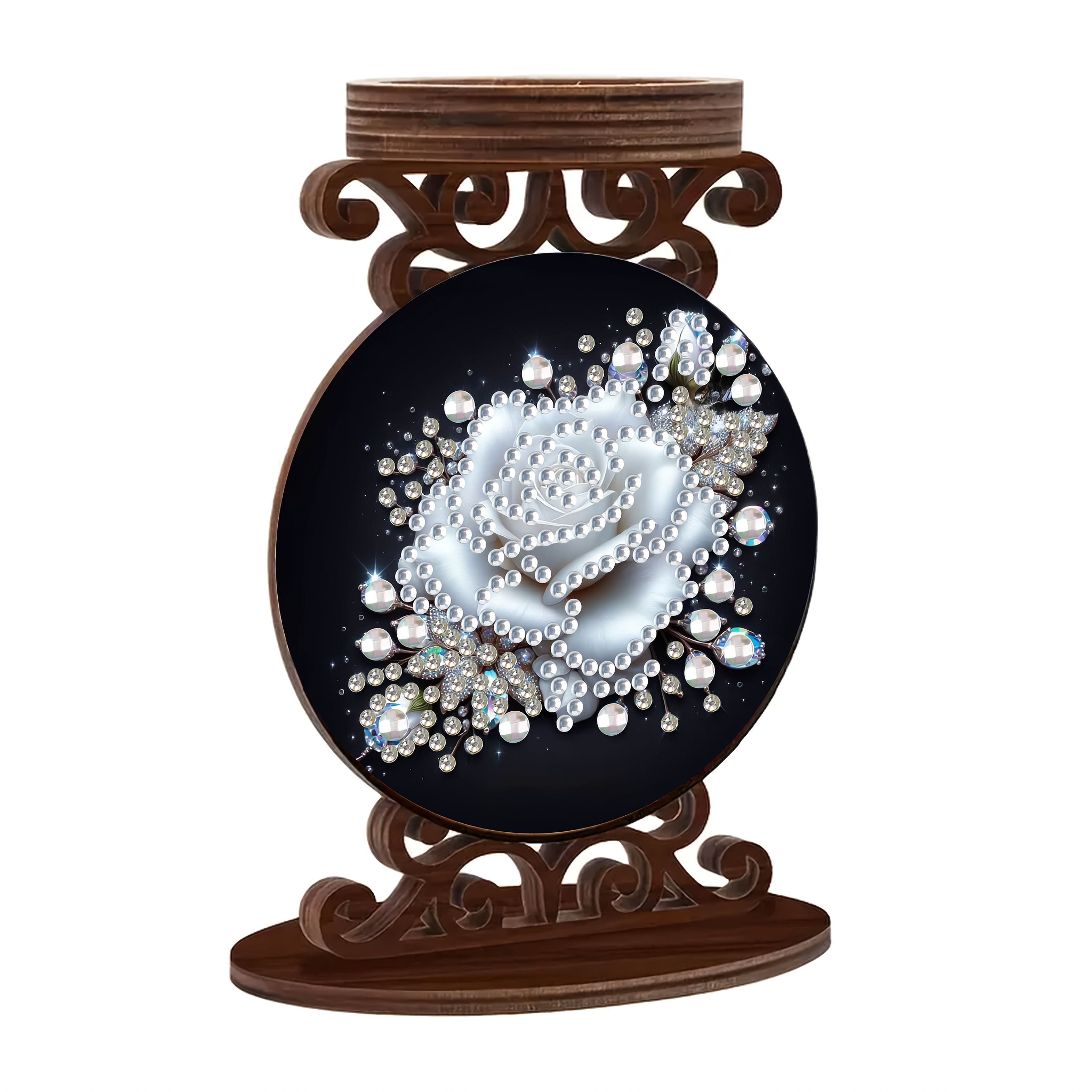 TEMU 1 set di candelabri con pittura a , diamanti irregolari su entrambi i lati, supporto in legno per aromaterapia e decorazioni per la casa, regalo