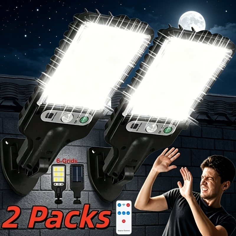 TEMU New 2026 2/4 Packs Solar Lights, Outdoor Lights, Ip67 Waterproof, With Remote Control And Motion Sensor, Perfect For Yards, Gardens, Patios, And