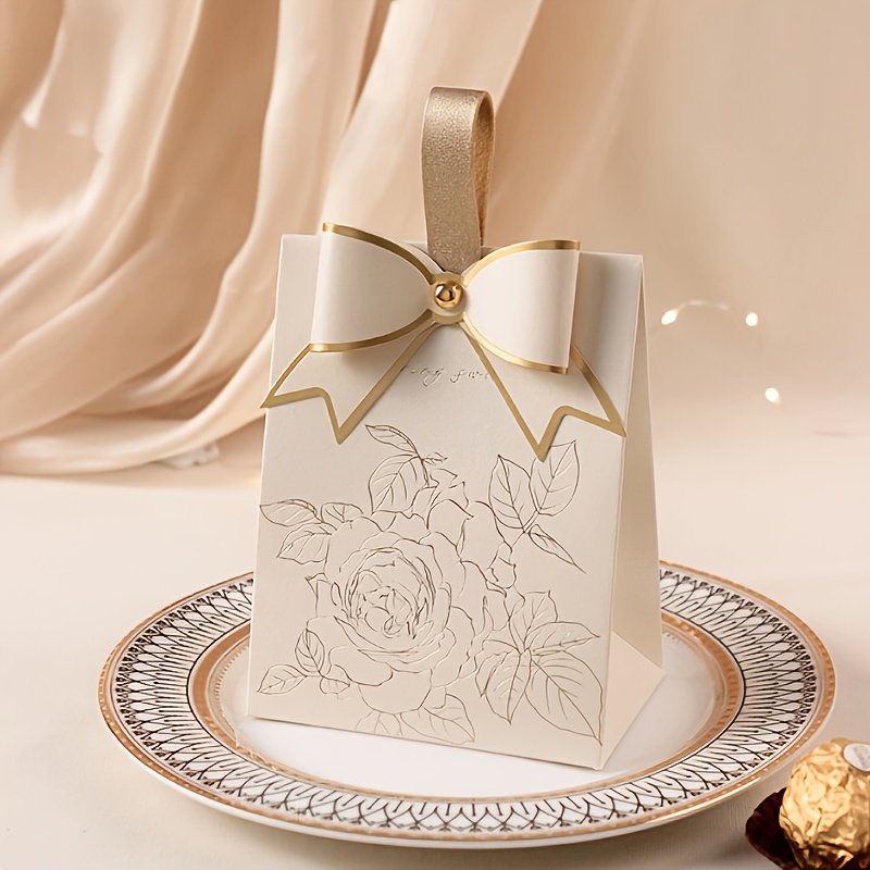 

20pcs Elegant French-inspired Handheld Boxes, Beige Paper Gift Packaging For Weddings, Birthdays, Parties, Chocolate And Treats, Ideal For Christmas, Valentine's Day, And Holiday Gifts