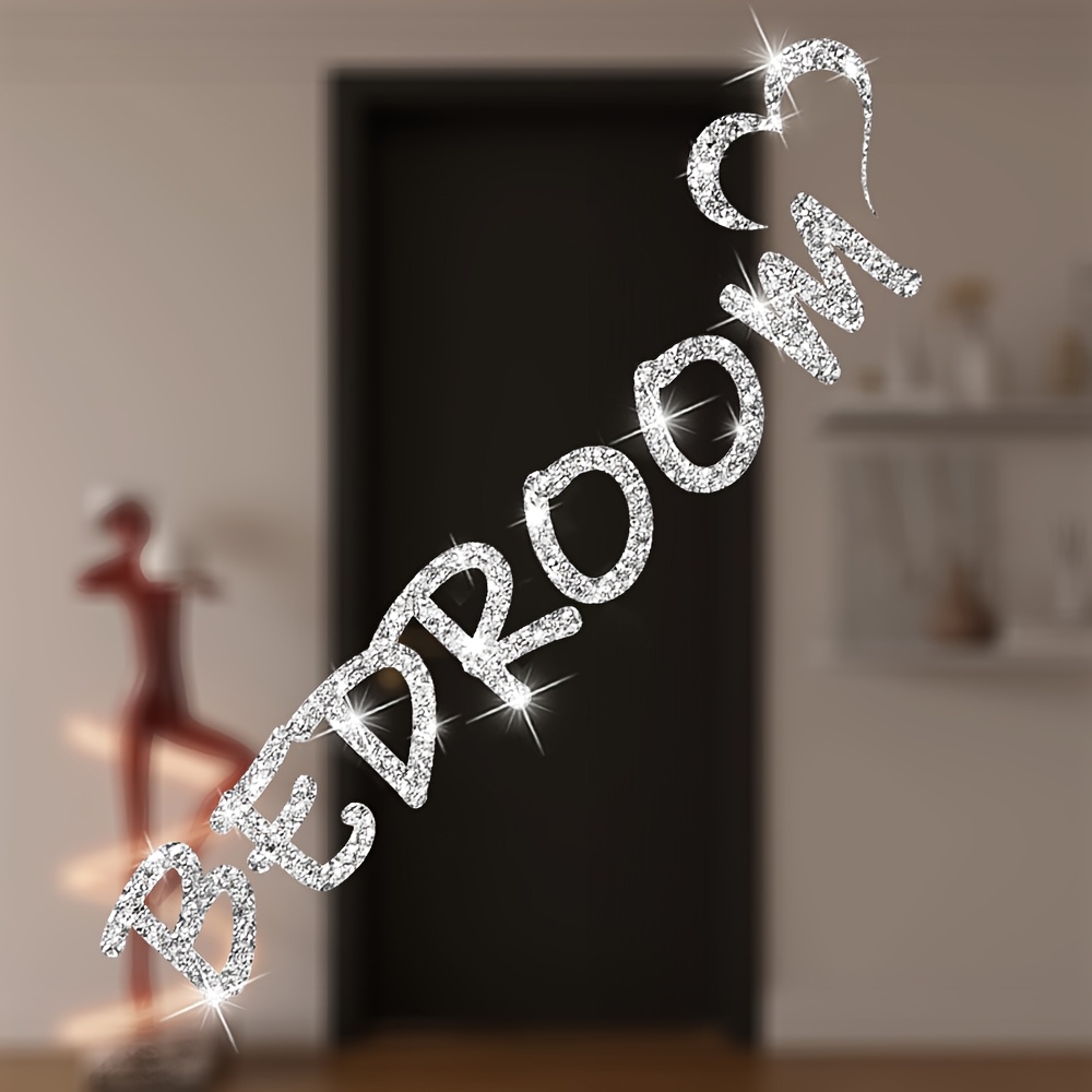 Shiny Bedroom Door Sign Sticker Pattern Glitter Self-adhesive Bedroom Nameplate For Home Decoration