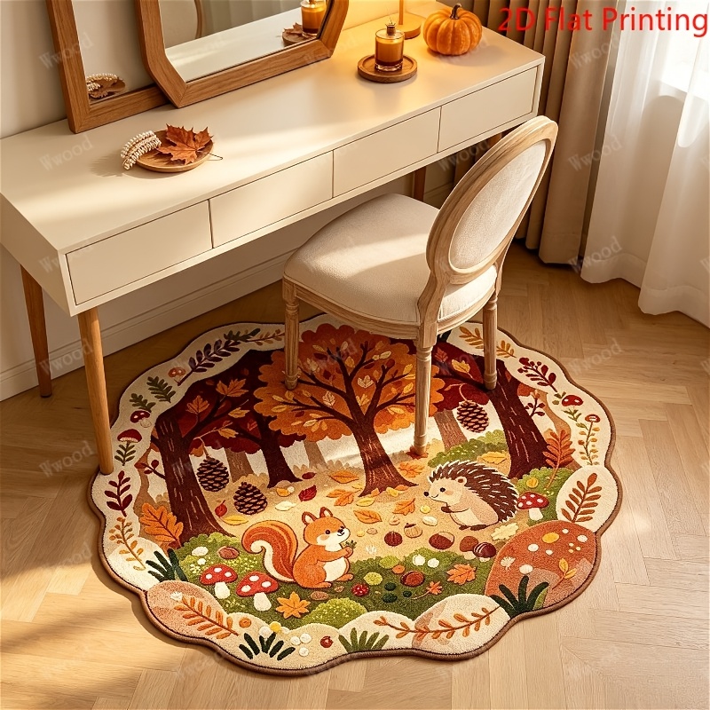 TEMU Tapis plat 2D en velours 900G 9Mm 1pc, tapis de décoration pour salon, canapé, récolte d'automne, tapis de chambre à coucher, entrée de