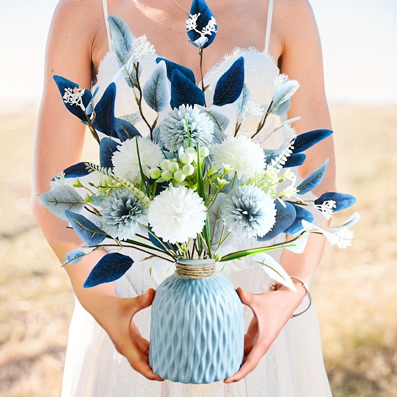 

1pc Blue Artificial Hydrangea Bouquet - Decor, Ideal For , Christmas, Valentine's, Thanksgiving, Day