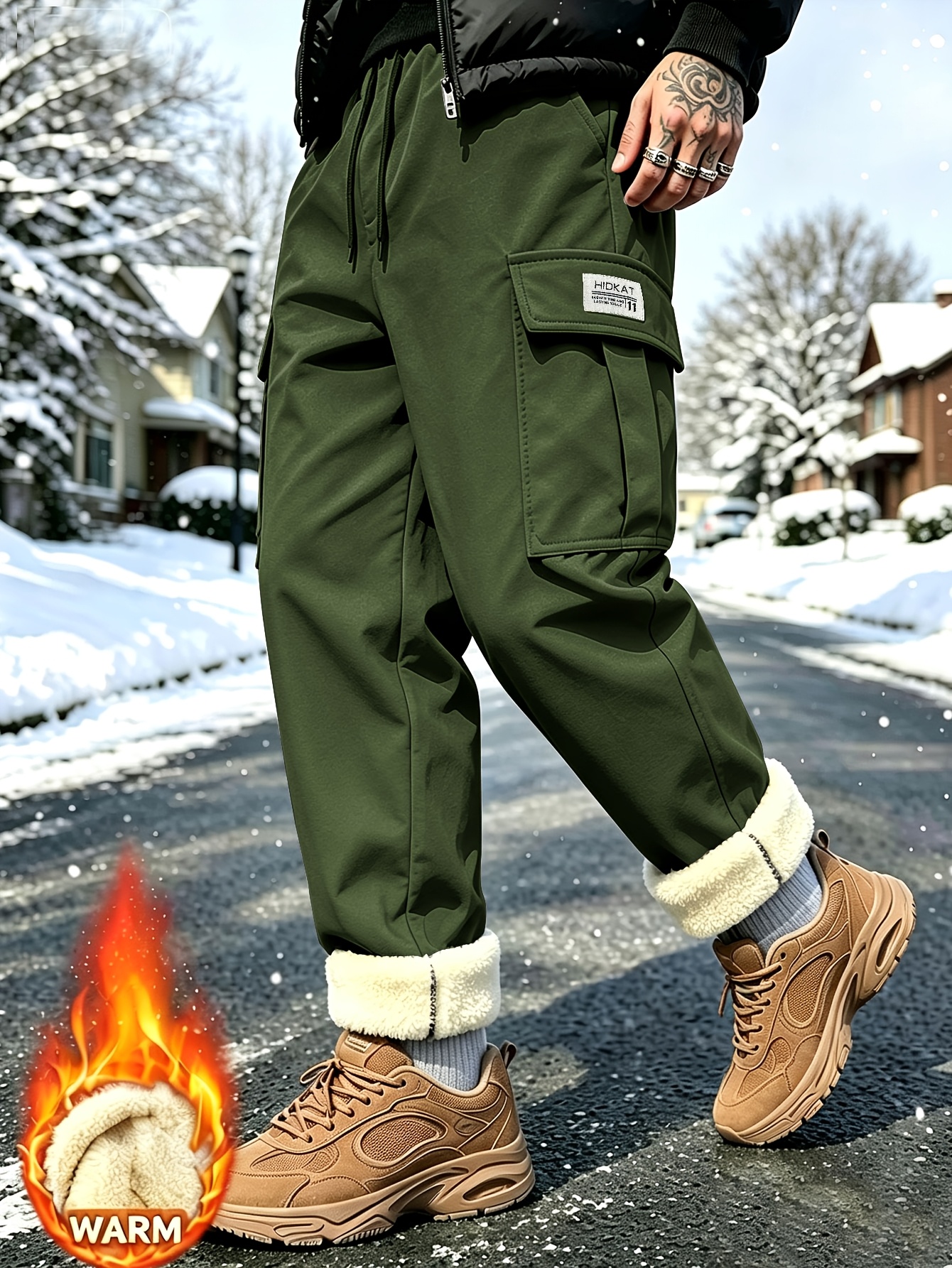 Men's Cargo Jogger Pants for Autumn/Winter with Drawstring Waist