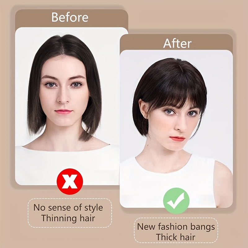   in wispy bangs with temples natural black straight hairpieces for women girls   casual attire details 4
