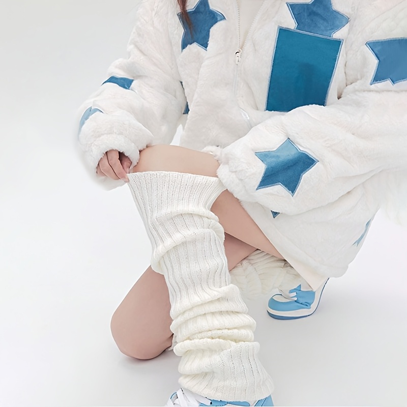 E-shop 1 Paar einfache Polyester-Strickhosen, locker geschnittene Thermoleggings, geeignet für Herbst/Winter, für Teenager