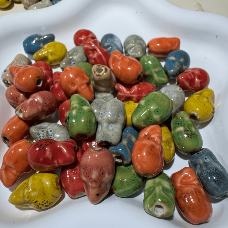 Large Hole Skull Shaped Ceramic Beads for DIY Jewellery Making