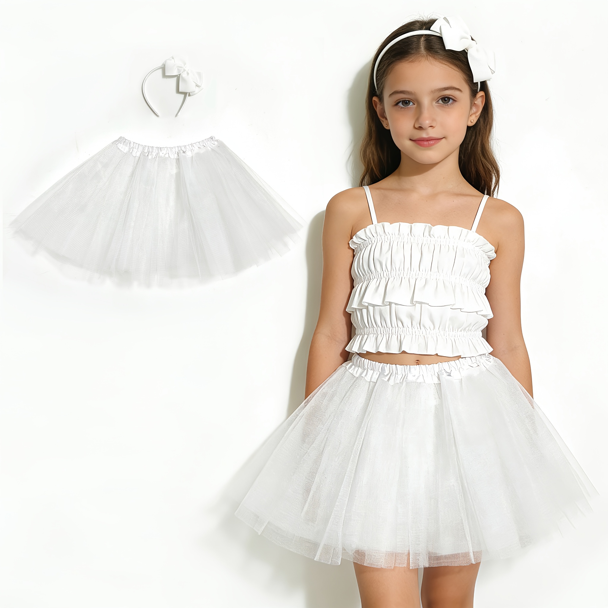 Image of Vibrant Kids Tutu Skirt Headband Sets: Soft Fluffy Tulle Looks For Little Girls Party Attires, Dance Practices & Casual