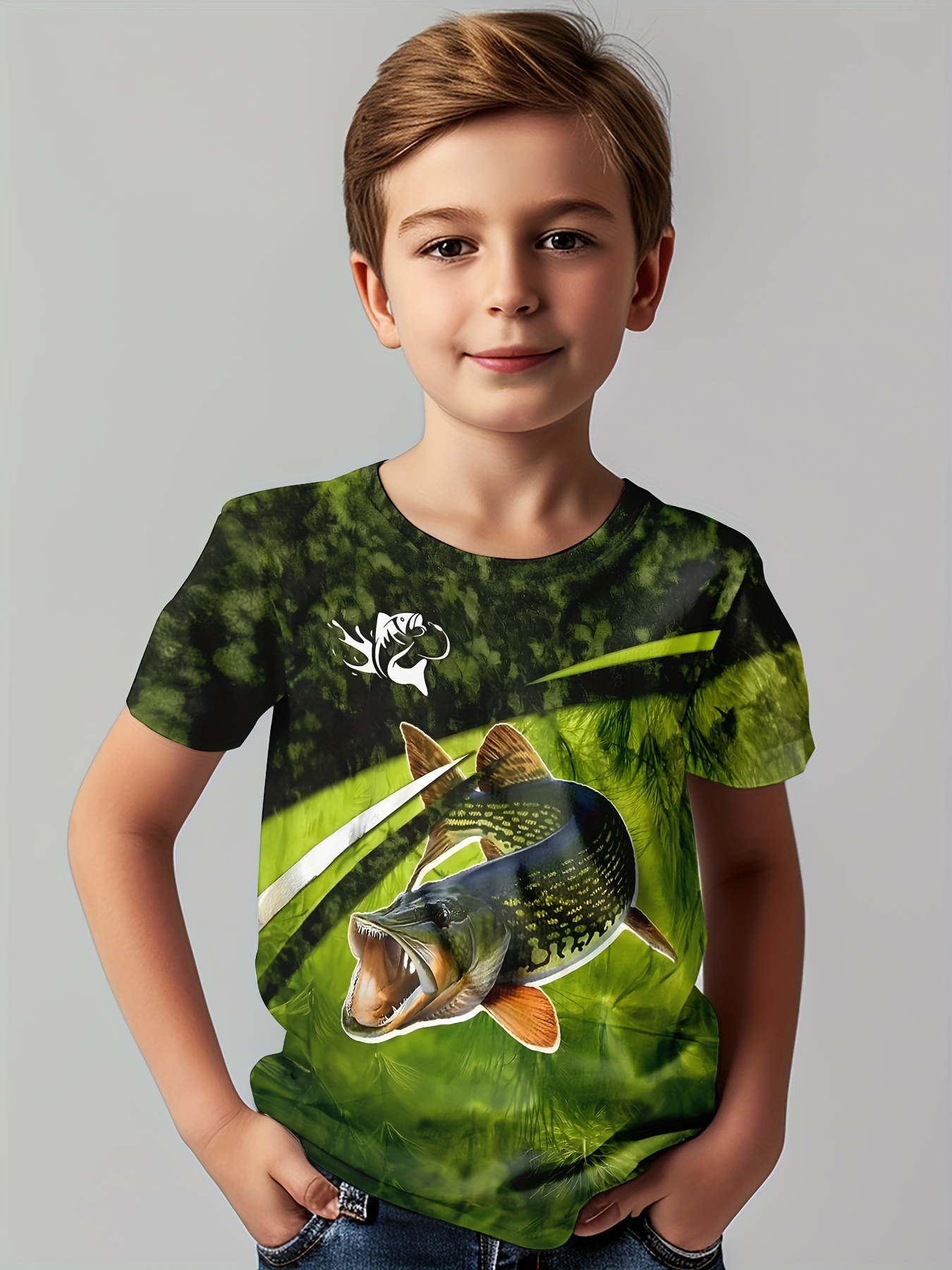 Bass Fishing 3d Print Boy's T shirt Kids Casual Short Sleeve - Temu