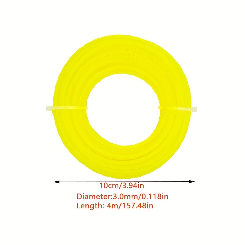 TEMU 1pc Yellow Spiral Nylon Replacement Trimming Line - 2.7mm Thick, 110m Length, Durable Replacement For All Rope Trimmers & Grass Trimmers,
