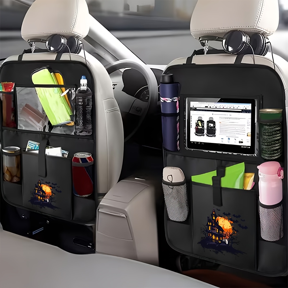 TEMU 1pc Car Backseat Organizer With Flat Pocket And Multi-pockets, Multifunctional Anti-kick Mat, Seat Protector, Travel Storage Box, Suitable For