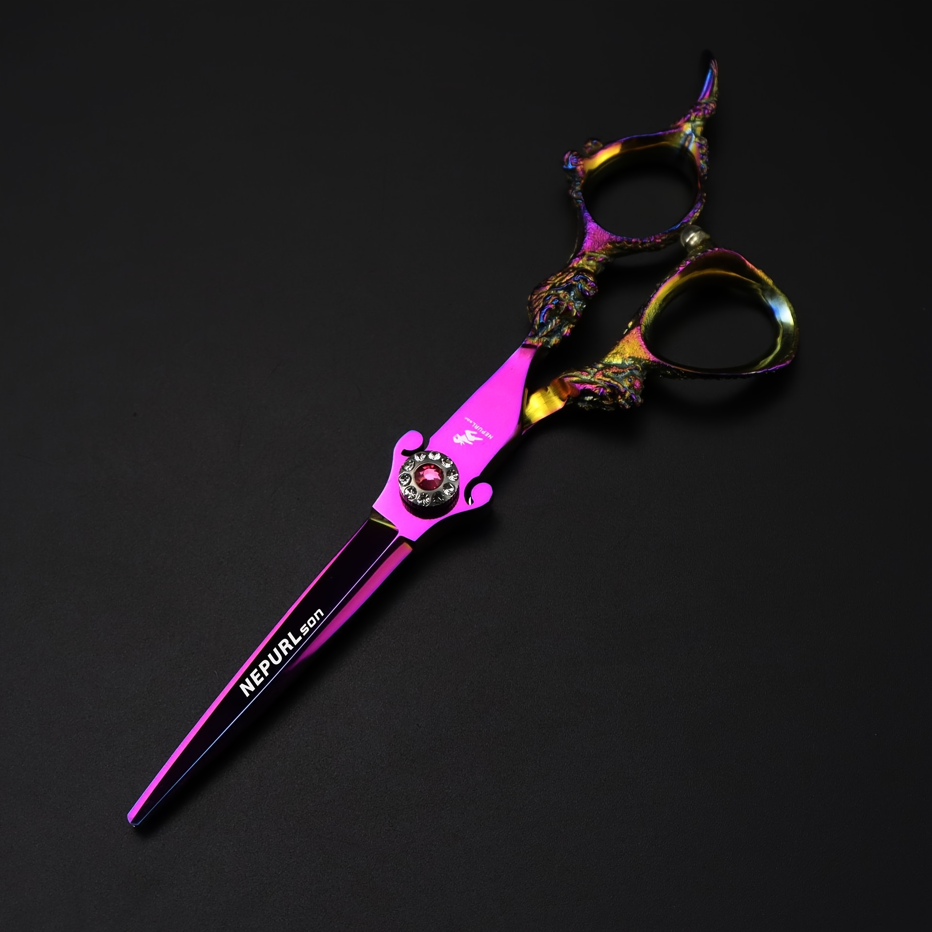 TEMU 1pc 6.0 "pink Sword Shaped Dragon Handle Hair Scissors Hair Scissors Flat Scissors Teeth Scissors Thin Scissors