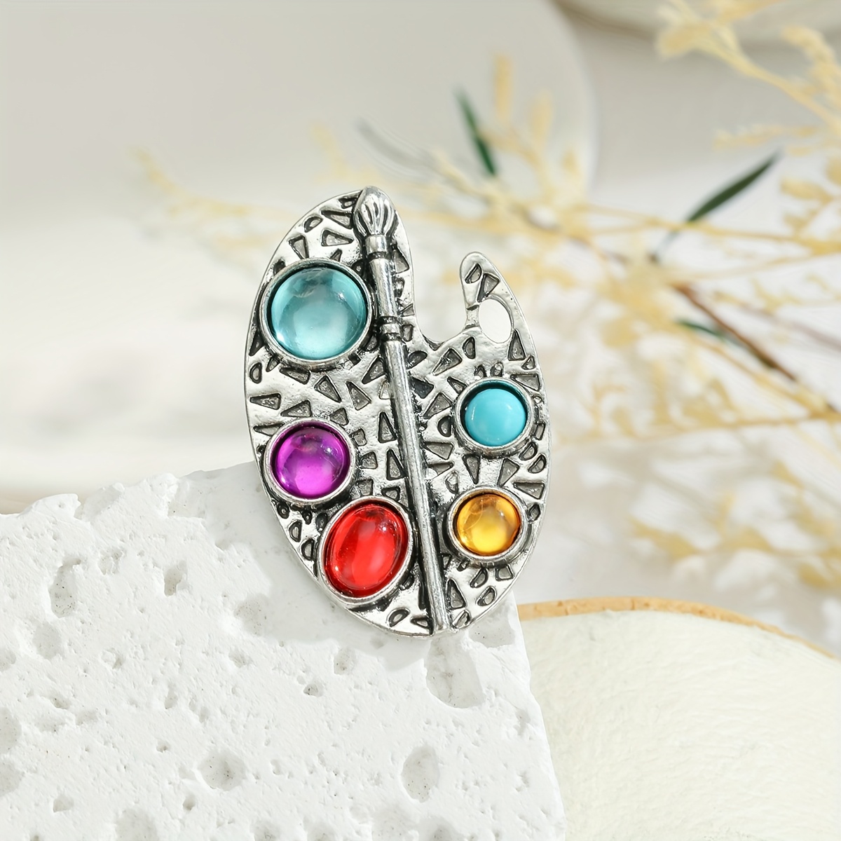 Women's Irregularly Shaped Multicolor Gemstone Open Ring