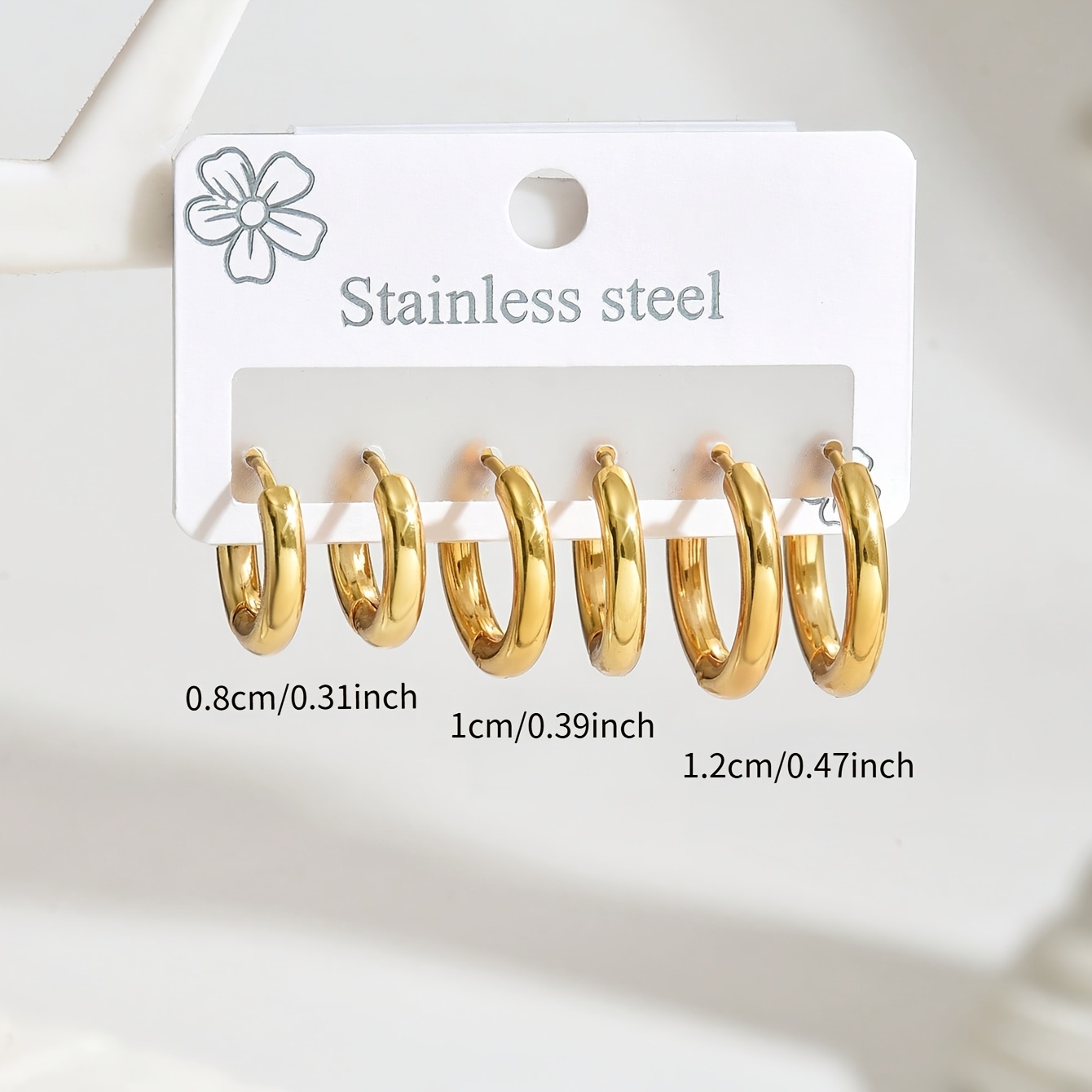 TEMU Fashionable And Simple Hoop Earring Set, High-end Stainless Steel Hoop Earrings(unisex), Versatile European And Earring Set, Suitable For Daily