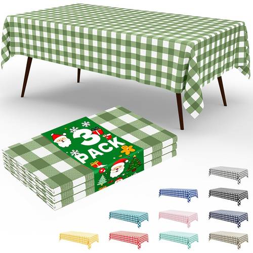3pcs sage green gingham tablecloth decorations disposable plastic green checkered tablecloth table cover for baby shower bridal wedding birthday party supplies 54 x 108 inch yiuduayan sage green gingham
