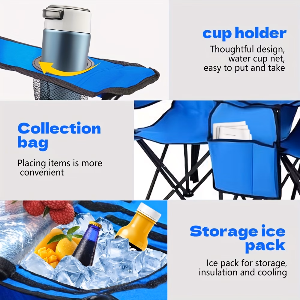 foldable single double chair with canopy side table portable relax seat for patio camping outdoor party picnic daily leisure accessory Product details 4