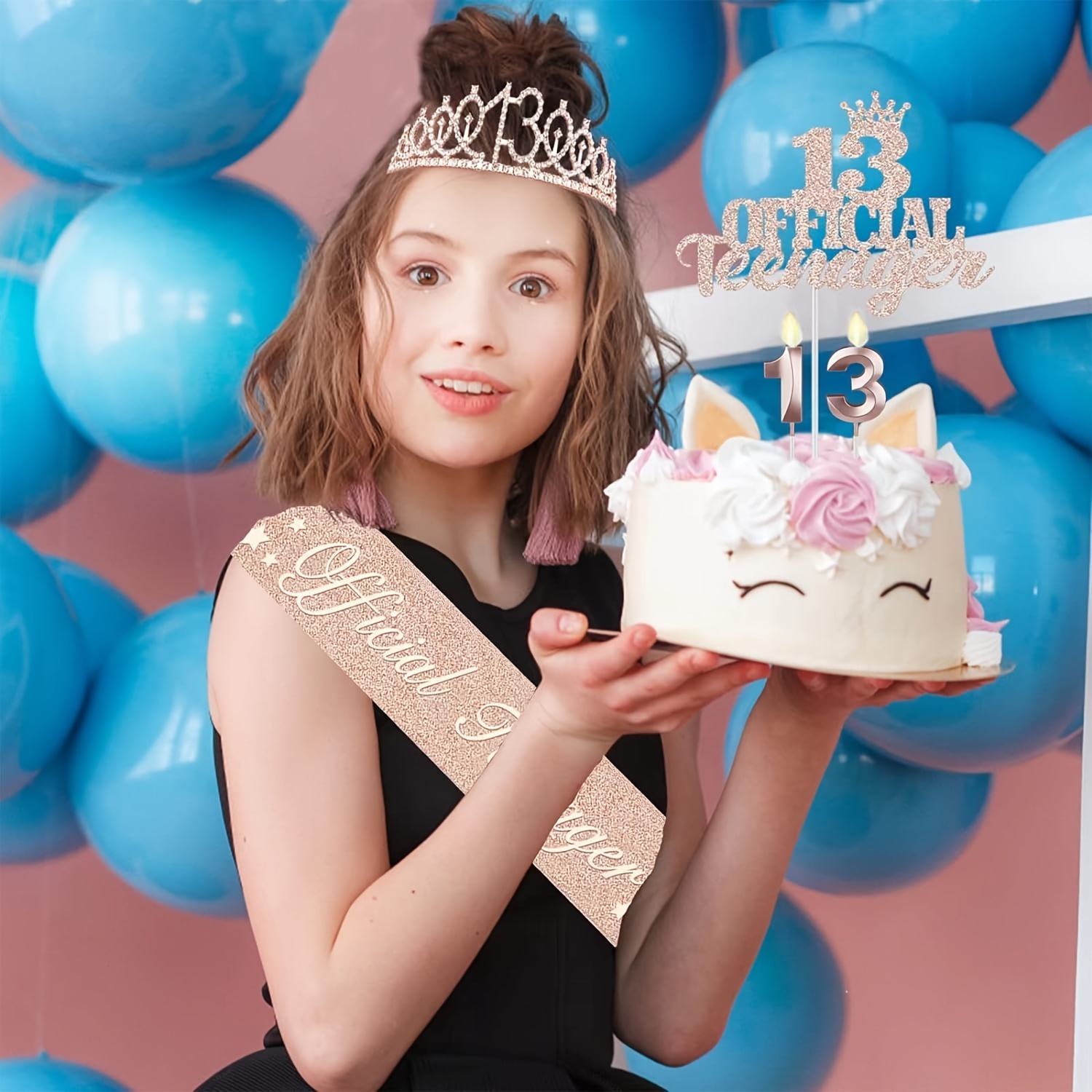 Kit Couronne Et Écharpe 13 Ans Fille - Diadème Strass & Écharpe "It's My 13th Birthday" Violet
