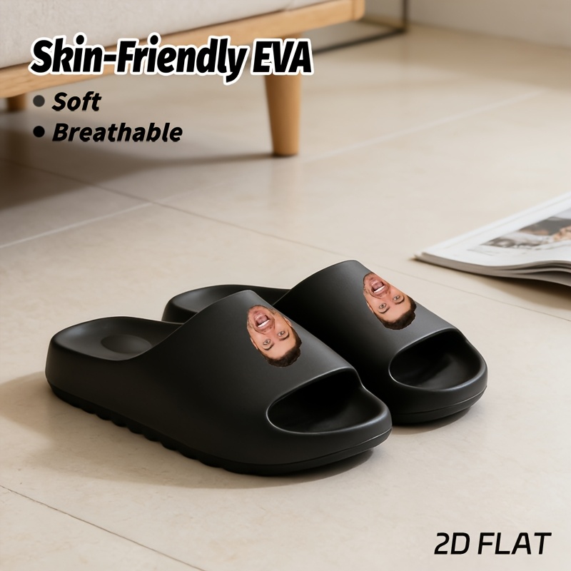 TEMU Gepersonaliseerde EVA slippers voor dames met foto, slippers met gezichtsfoto, zachte antislip huisjes, dames schoenen