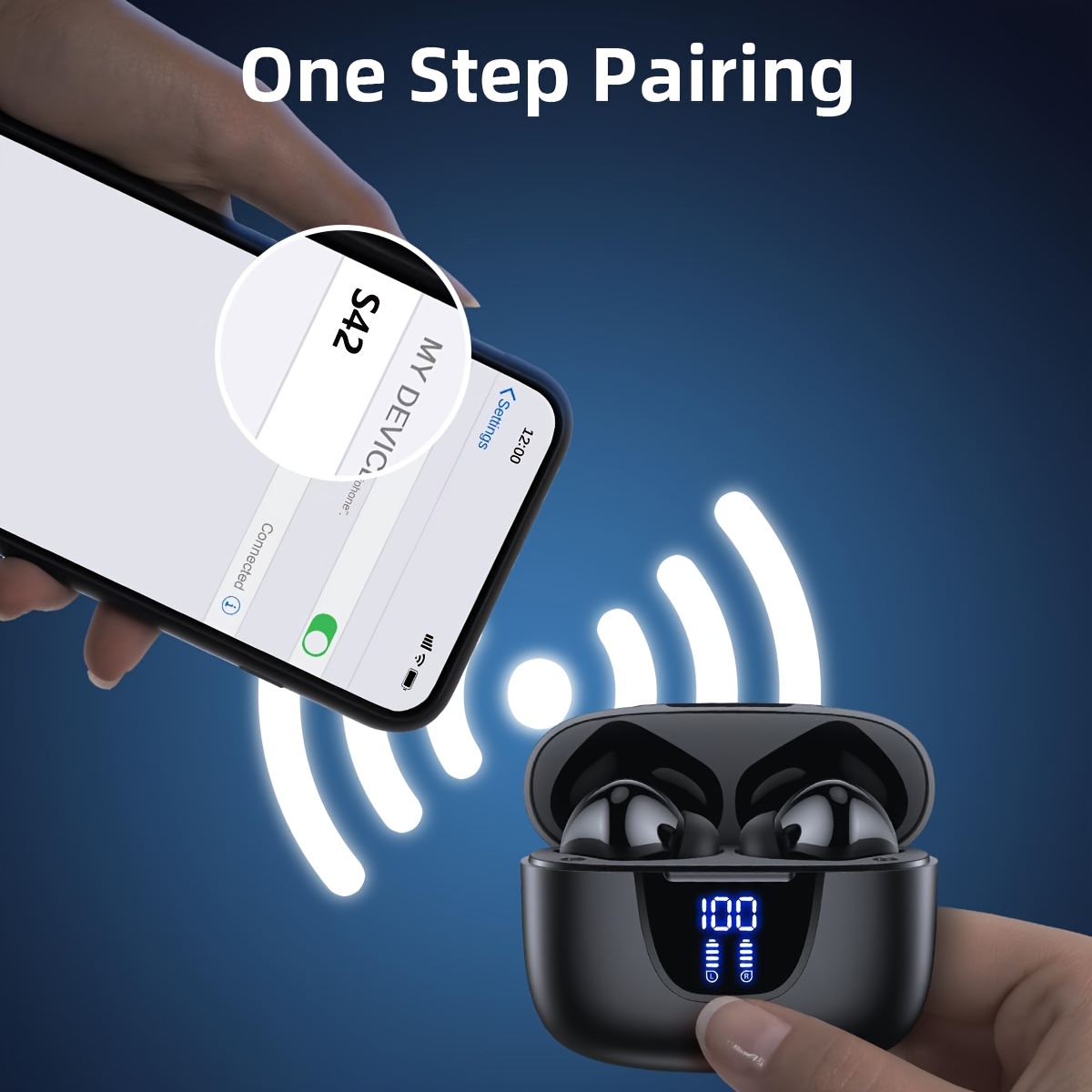 Fone de ouvido sem fio, fones de ouvido sem fio 5.3, buzina de 13 mm, longa duração de reprodução, estojo de carregamento rápido tipo C, fones de ouvido intra-auriculares sem fio estéreo para iPhone e_voghion.com
