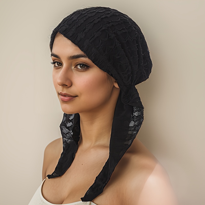 Damenmode Mittlerer Einfarbiger Turban aus Polyesterstrick mit  elastischem Hut im Bogenform-Design, Haarverdeckung, atmungsaktives  Kopftuch für alle