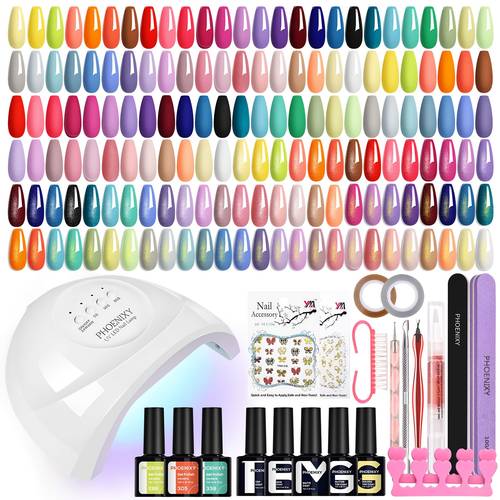 gel nail polish kit with u v light 63pcs gel nail polish set with 48w u v led nail lamp manicure starter gel nail gifts for women st9008