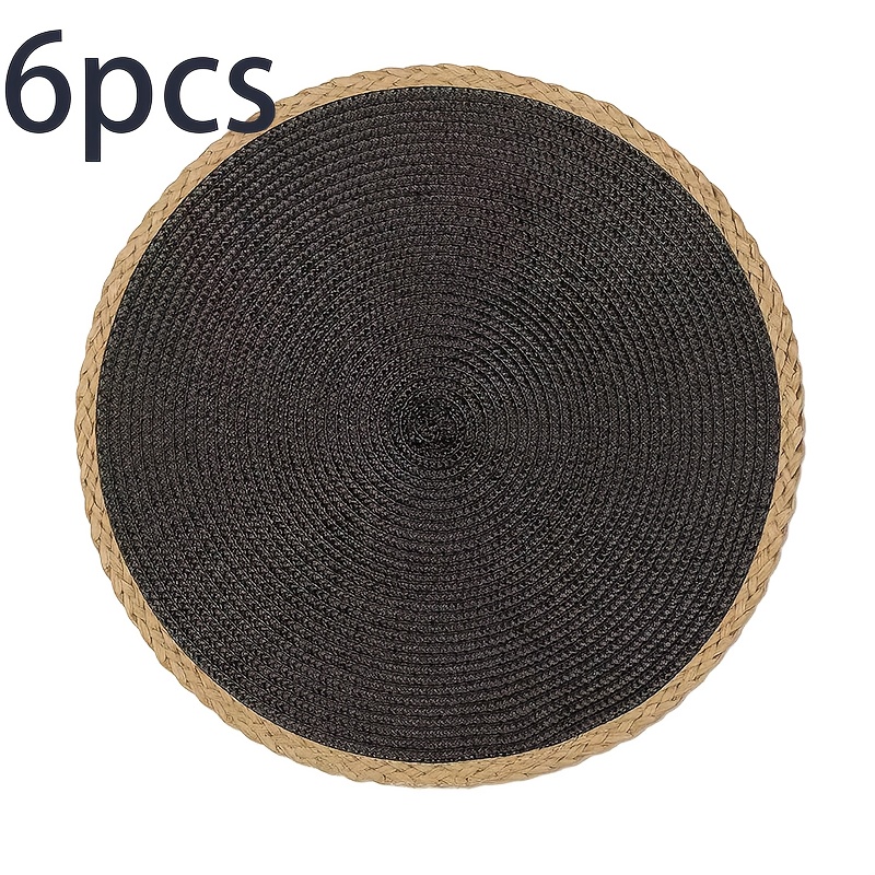 Image of 6pcs Set Of Hand- Pp Round Placemats, Solid Color Heat Resistant Mats For Dining Table, Bowls, Plates, Coffee Cups - Easy To Clean, Dry, Fashionable Home Decor, Party